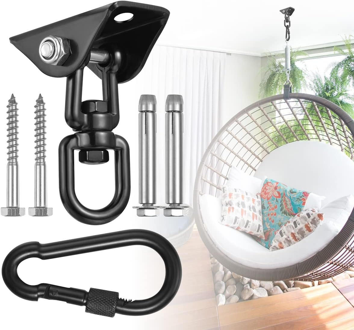 Kit colgar hamaca ganchos resistentes 1000lb silla rotación