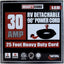 Cable alimentación RV 25 ft 30A 90grados desmontable rojo