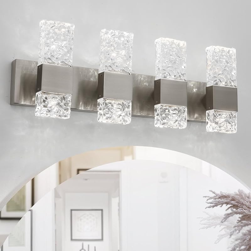 Lámparas baño níquel cepillado LED 6000K 4 luces