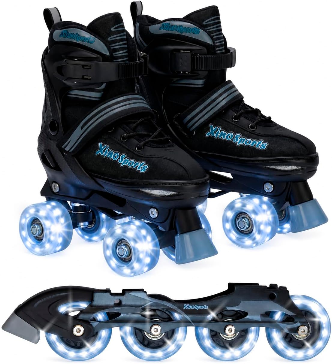 Patines en línea 2en1 con luz LED para niños y adultos