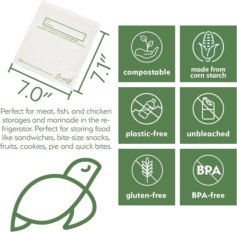 Bolsas compostables para congelador 100 pzas color blanco roto