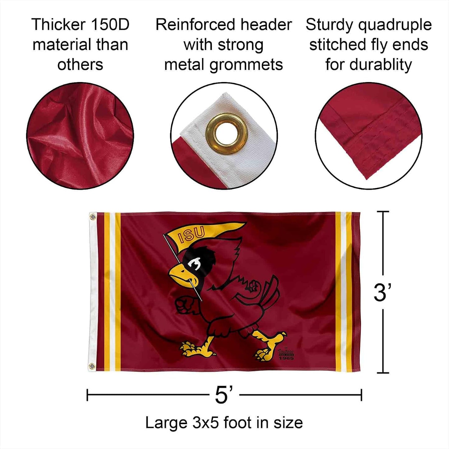 Bandera retro Iowa State Cyclones 3x5