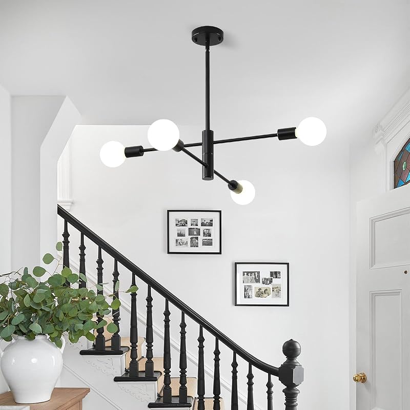 Candelabro Sputnik 4 luces negro ajustable comedor sala