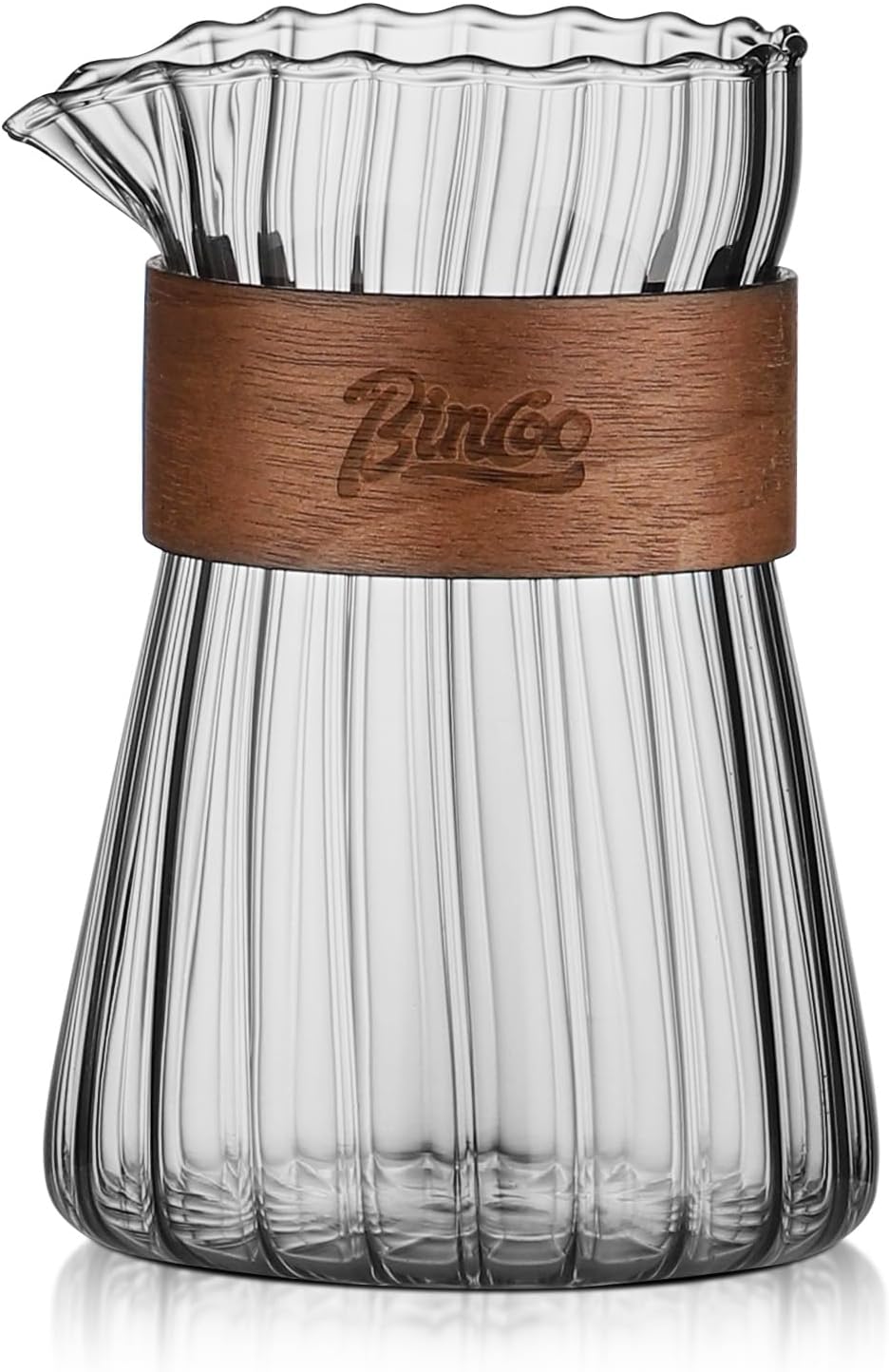 Servidor café vidrio 16oz anillo madera resistente