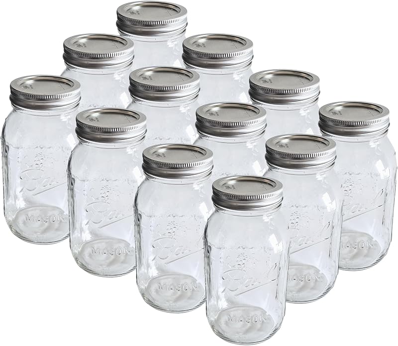 Tarros Mason 16oz vidrio con tapa hermética pack 12