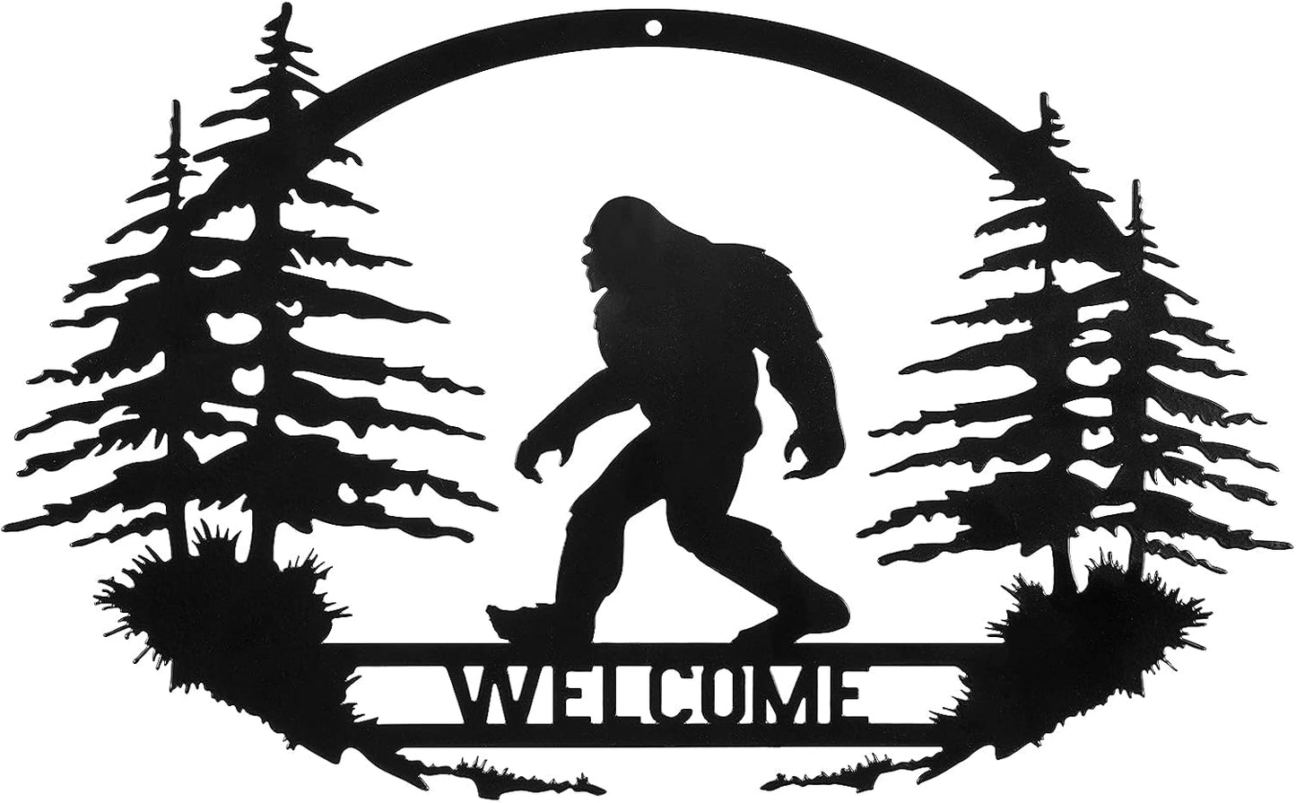 Letrero metal Welcome Sasquatch para interiores y exteriores