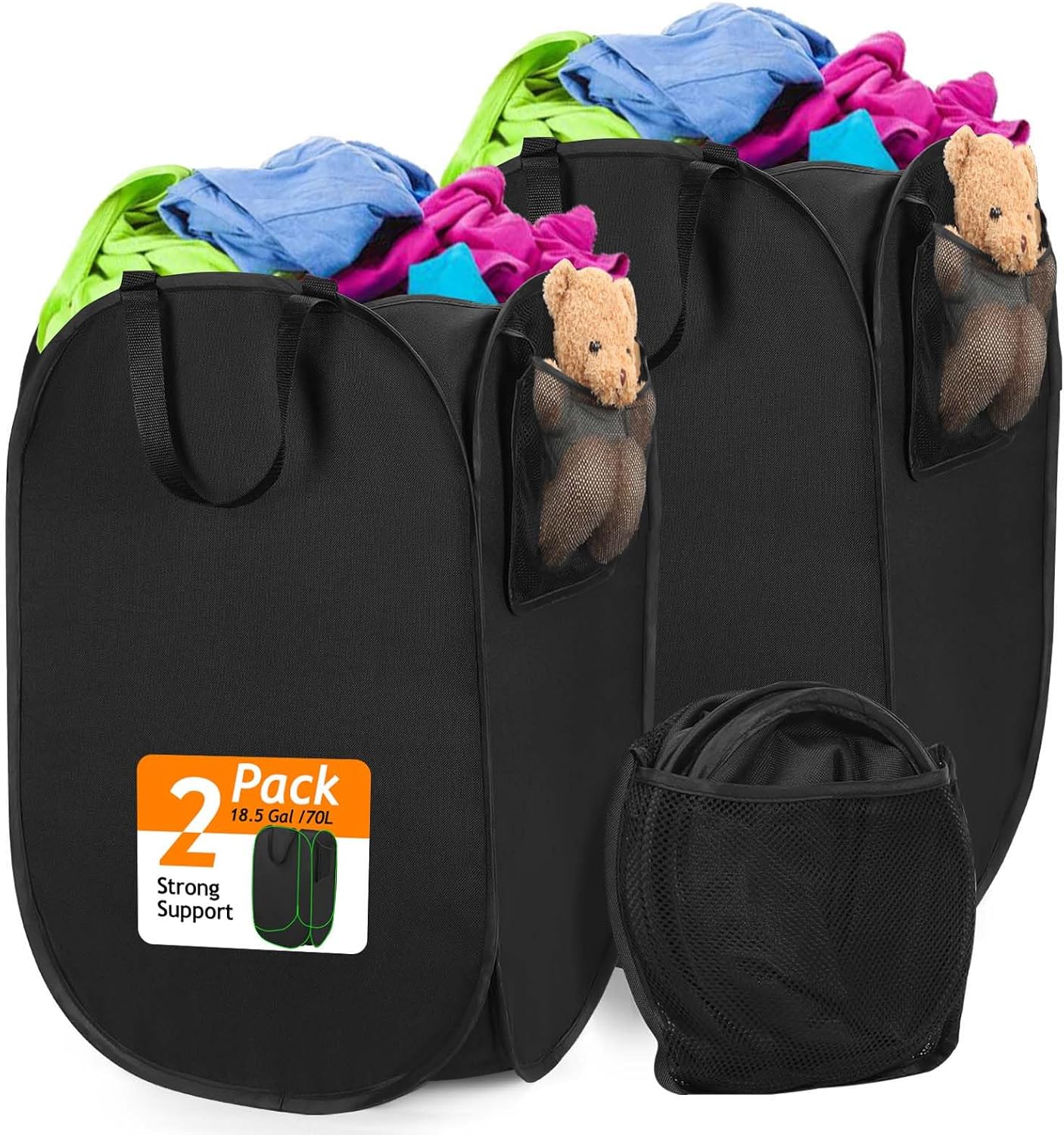Cesta lavandería desplegable 70L pack 2 tela Oxford 600D