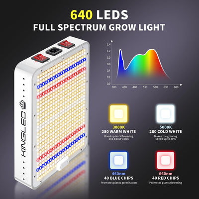 Luz LED King Plus 600-1000 W espectro completo para invernadero