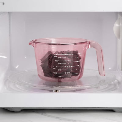 Tazas medidoras vidrio para cocinar hornear púrpura