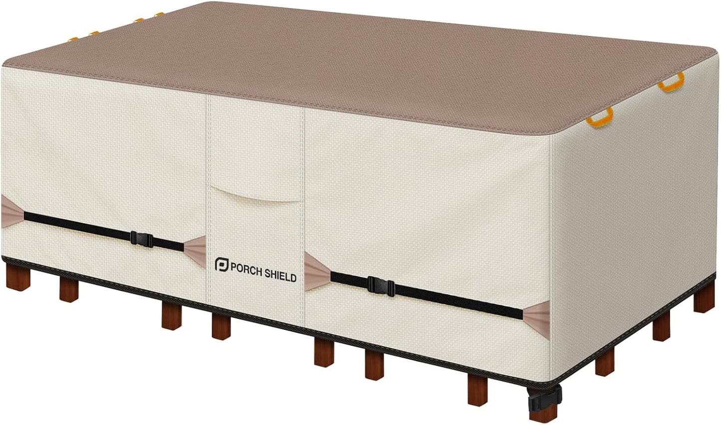 Funda mesa patio impermeable 84x56pulg beige claro y caqui