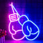Guantes boxeo neón con luz LED azul rosa y interruptor USB