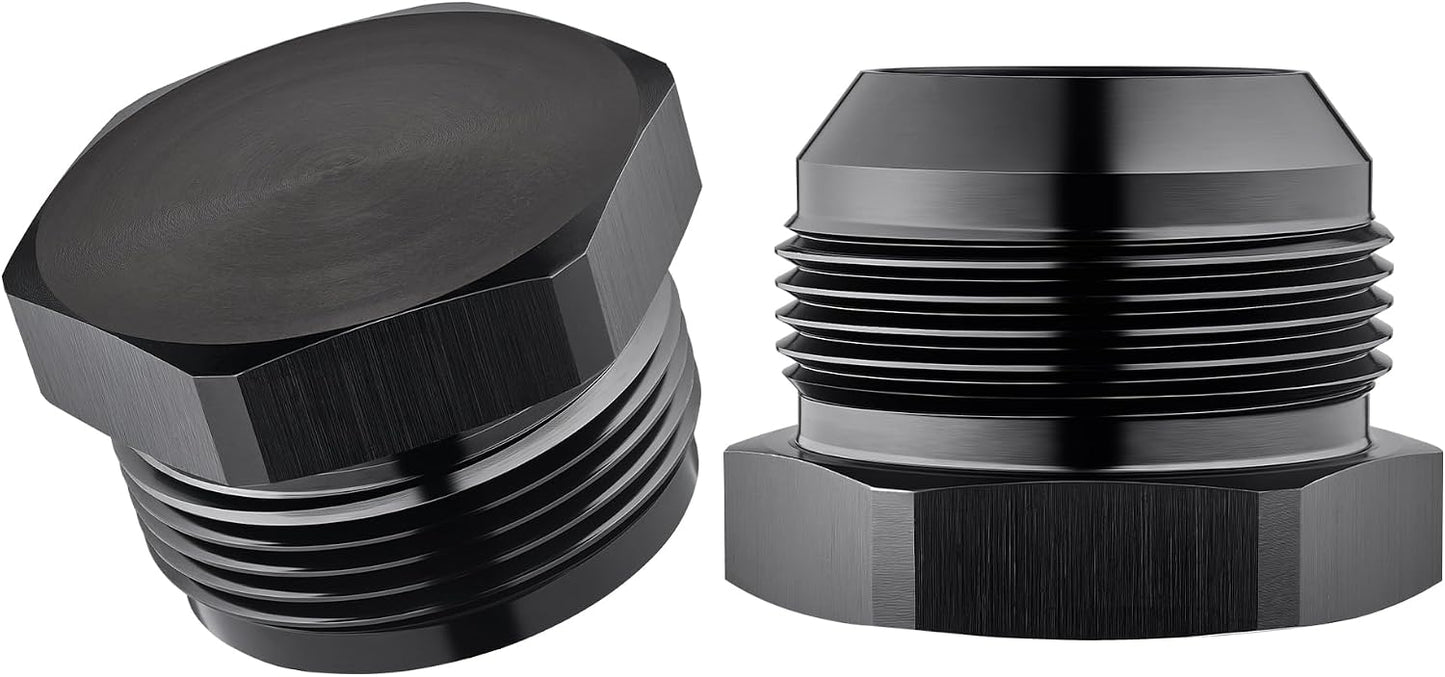 Adaptador tapón 20AN aluminio negro hexagonal set 2