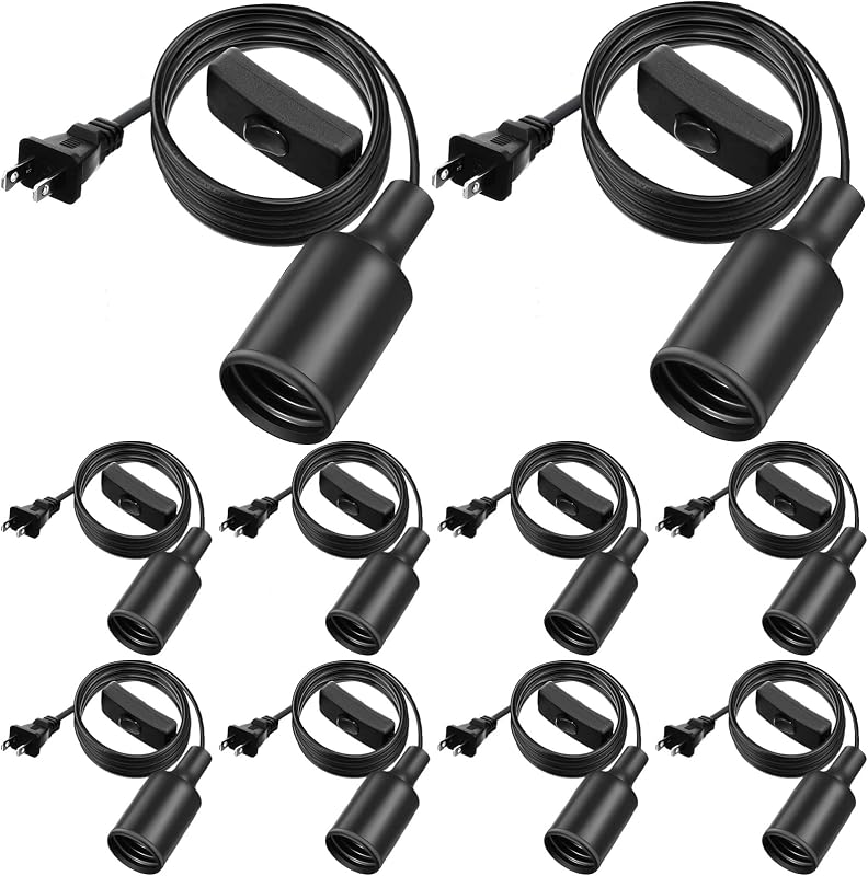Kit 10 cables luz colgante con interruptor E26 E27 6ft negro
