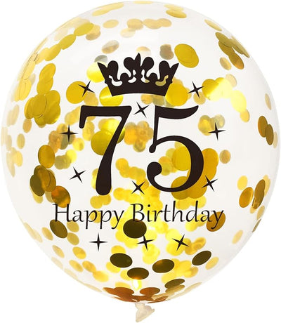 Globos cumpleaños 75 negro y dorado para hombres y mujeres