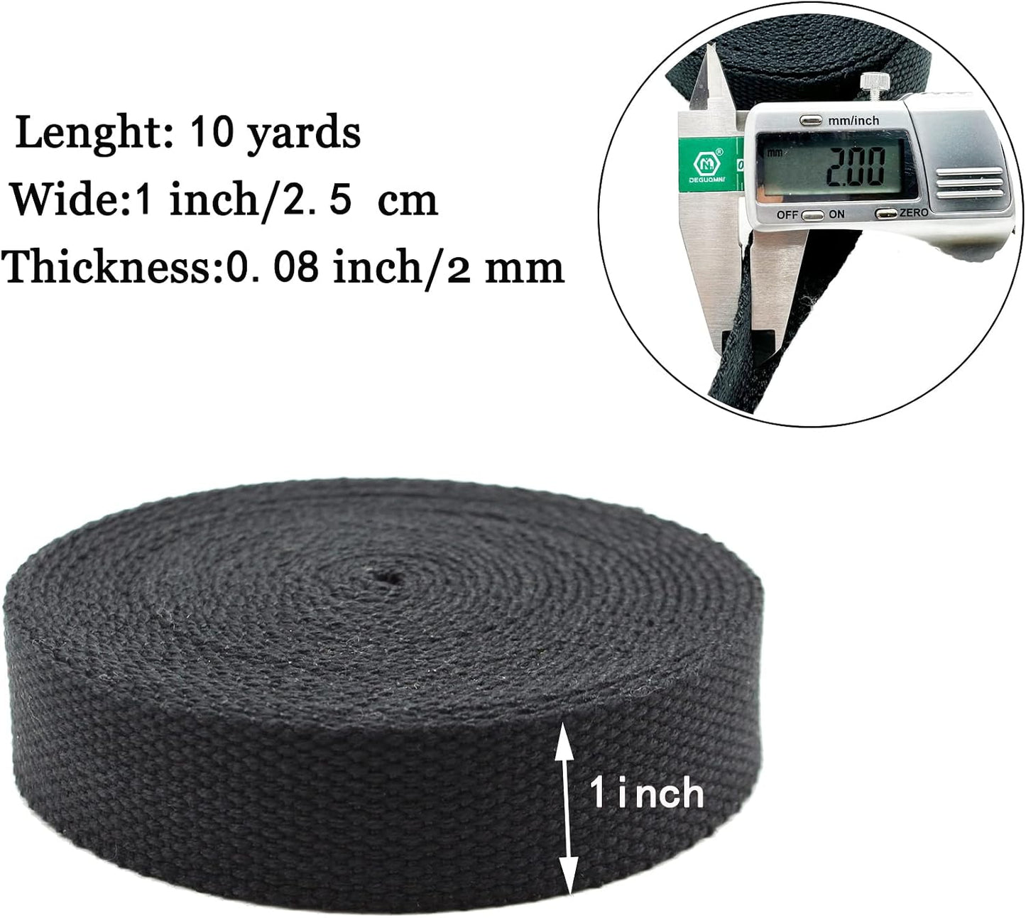 Correa algodón 1pulg 10yardas para asas bolsa fabricación