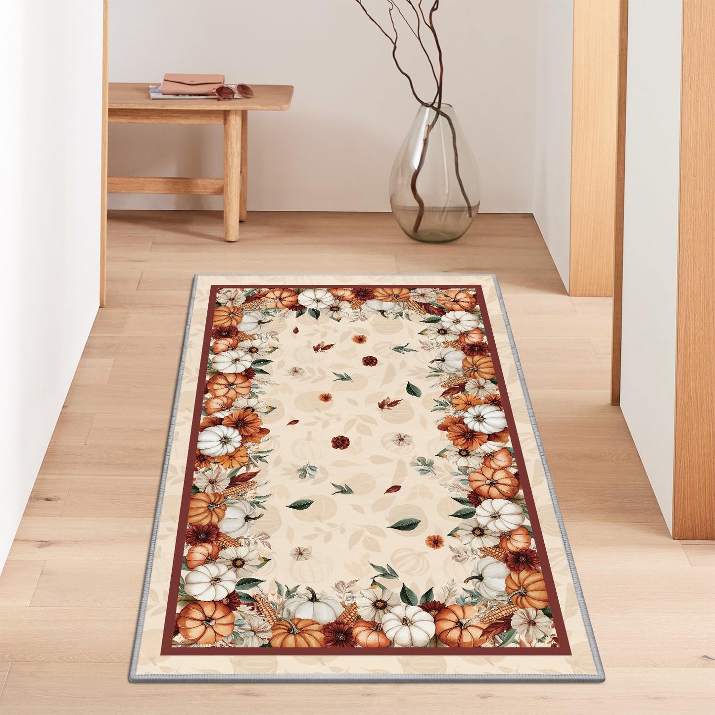 Alfombra otoño estampado calabazas antiderrap interior 3x