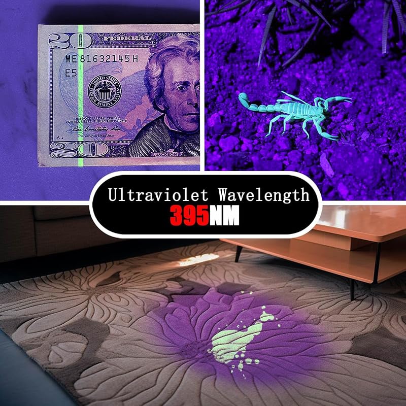 Linterna UV 395 nm portátil para detección orina y manchas mascotas