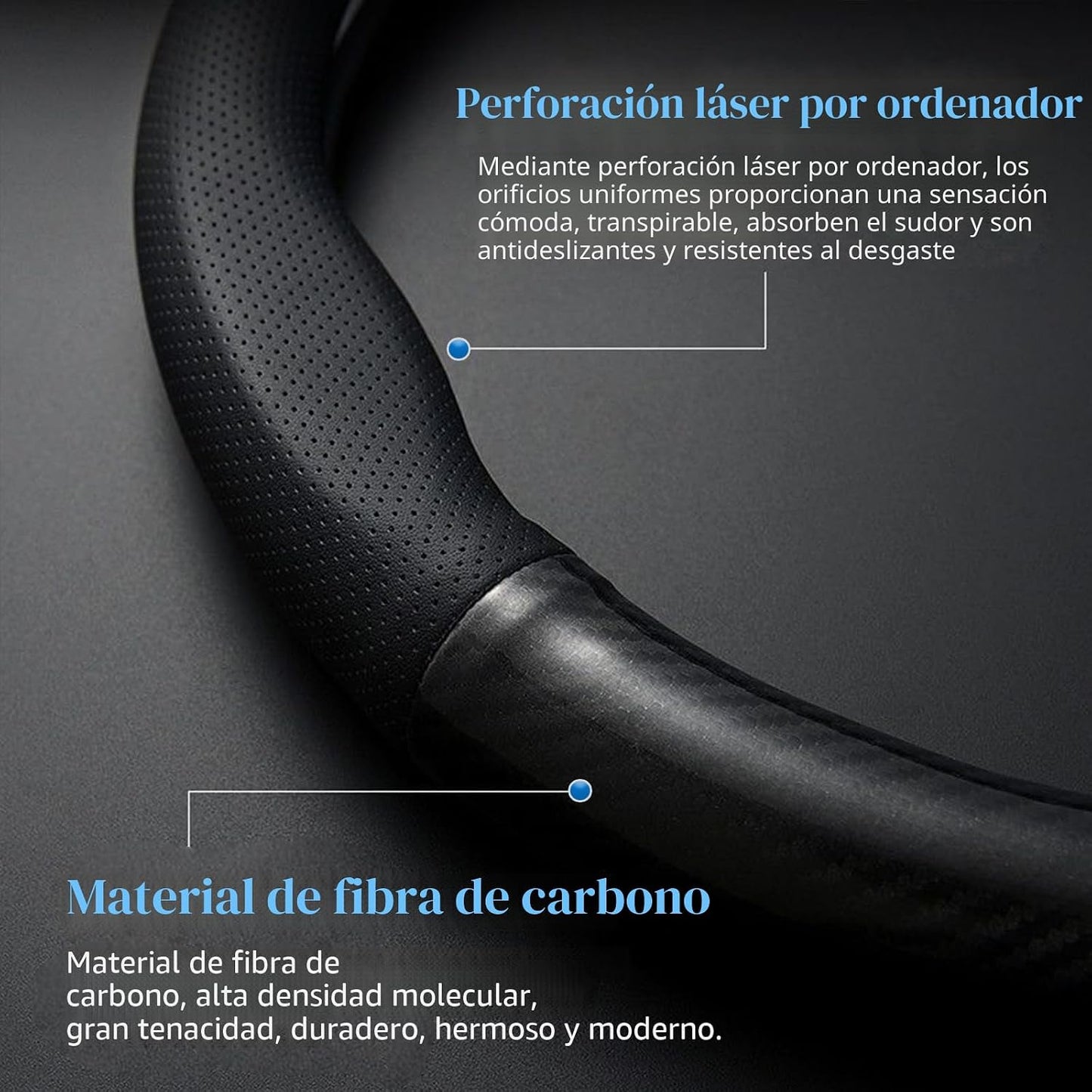 Funda volante antiderrap fibra carbono universal