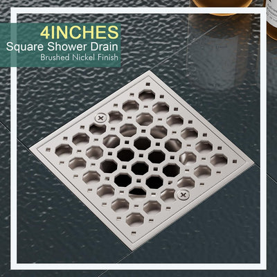 Drenaje ducha 4pulg cuadrado acero inox SUS304 níquel cepillado