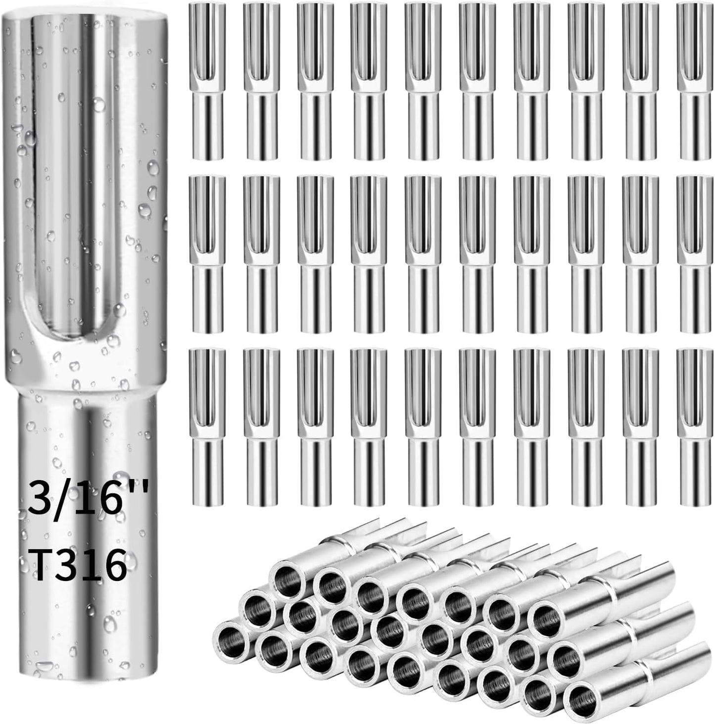 50 Barandillas Invisibles 3/16pulg Acero Inox T316