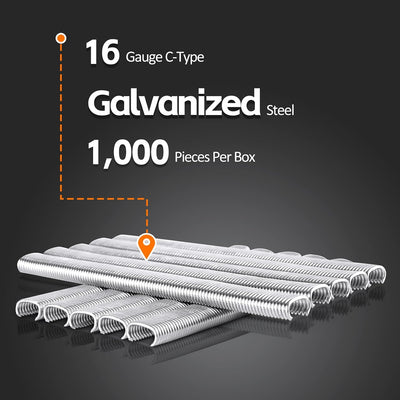 Grapas anillo C 16 acero galvanizado 1000 pzas