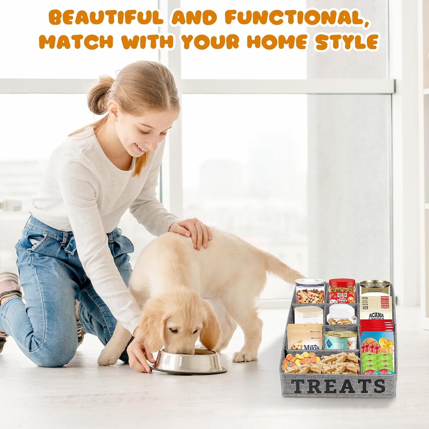 Cesta almacenamiento perros 10 compartimentos tela plegable