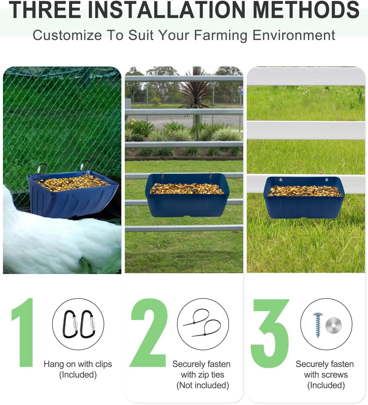Comederos y bebederos para patos y aves colgantes con clips