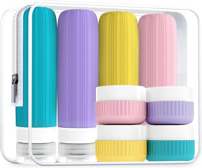 Botellas viaje cosméticos exprimibles silicona a prueba fugas