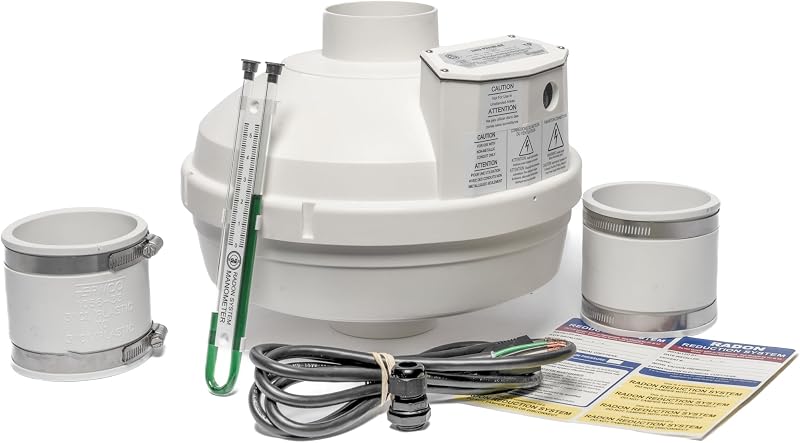 Ventilador radón silencioso 3pulg instalación kit
