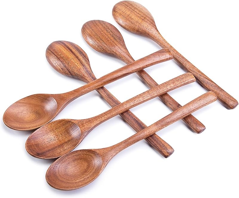 6 Cucharas Madera Manga Larga 8.2pulg Comida Coreana