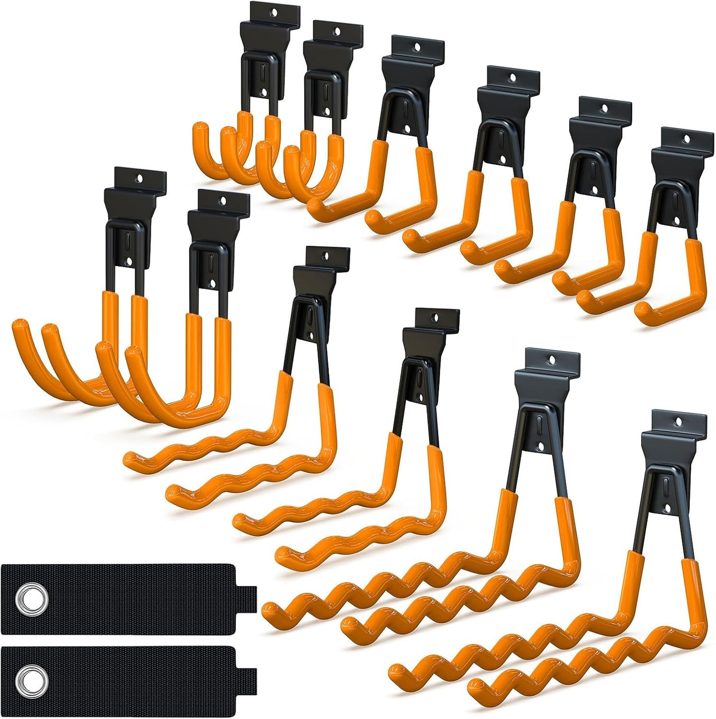 Ganchos slatwall pack 14 accesorios 5 tamaños naranja