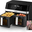 Freidora aire doble 12qt 10 en 1 con 2 cestas 6qt panel tactil