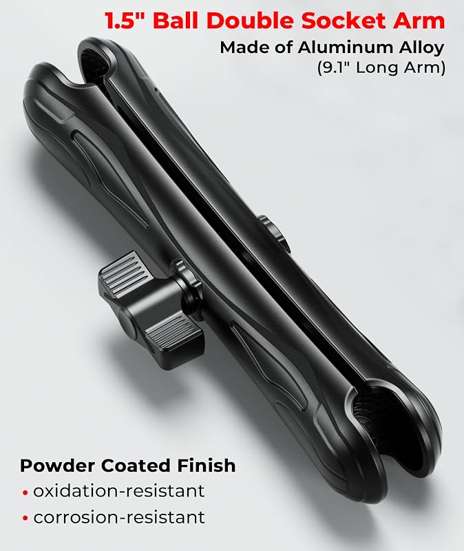 Brazo doble enchufe bola 1.5pulg aluminio 9.1pulg comp RAM C