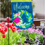 Bandera arpillera jardín florales 12x18" doble cara