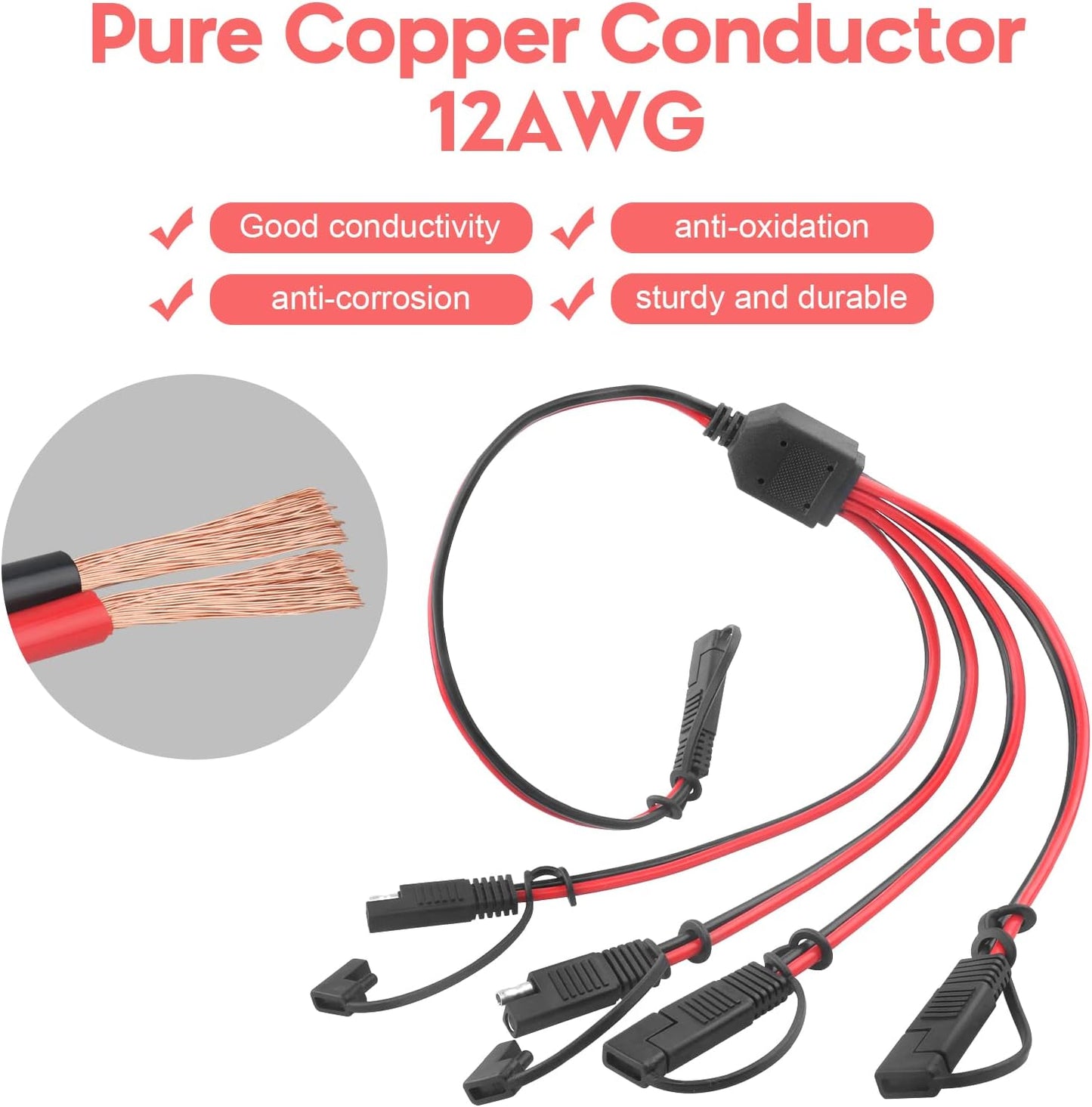 Cable divisor SAE 1 a 4 vías 2 pies con adaptador
