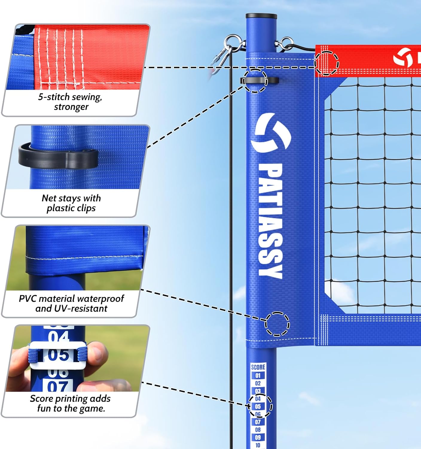 Set red voleibol resistente 32pulg postes aluminio