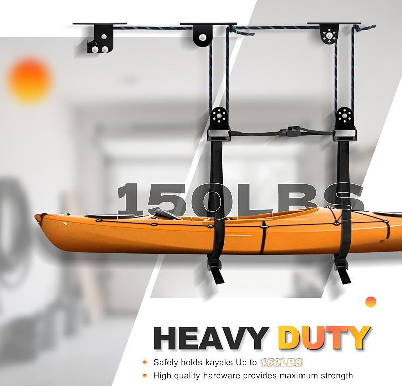 Elevador kayak para techo garaje 10-14ft capacidad 150lb
