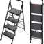 Escalera 4 escalones plegable con pasamanos negro