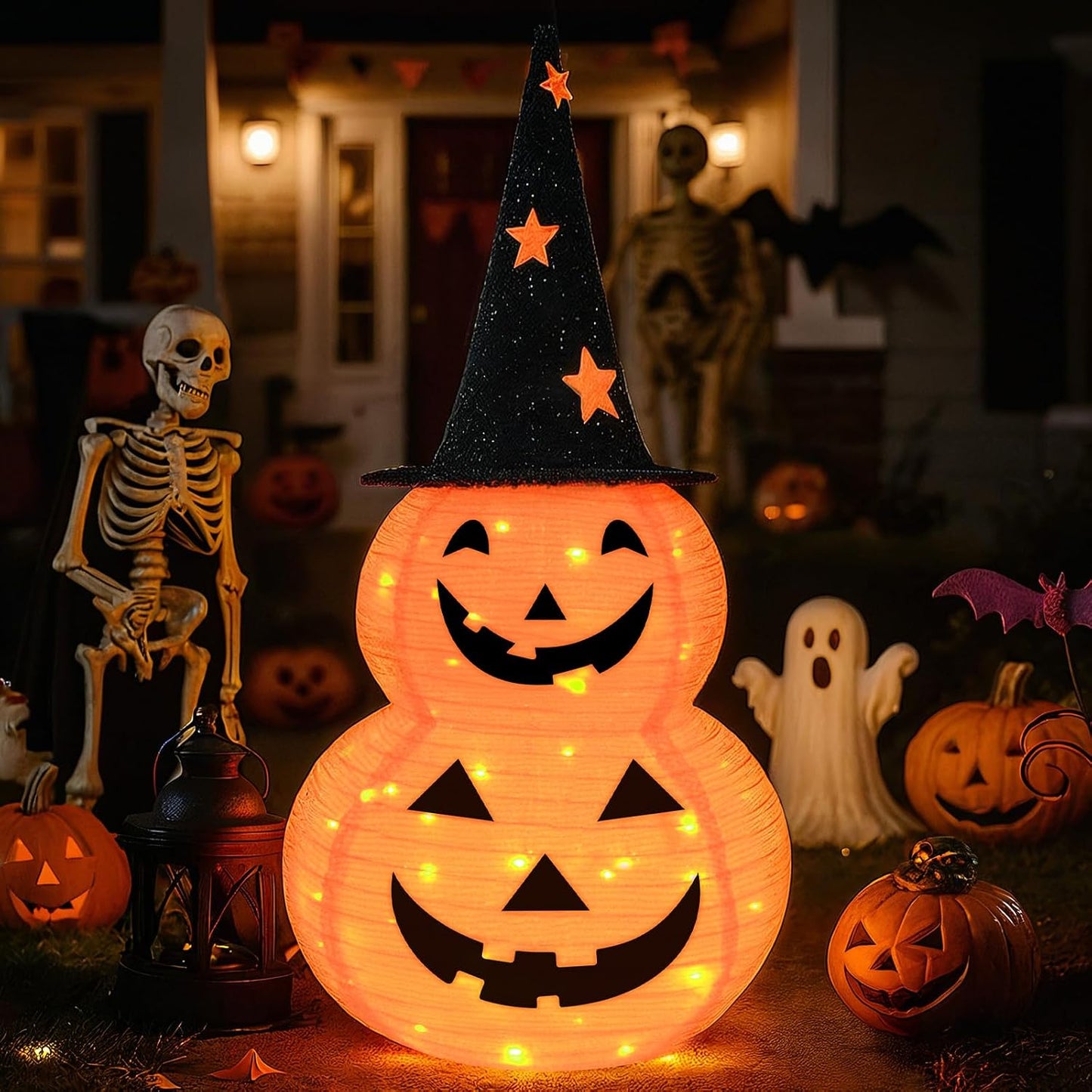 Decoraciones calabaza Halloween 3ft 8 modos luces plegables