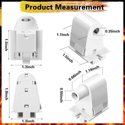 Soporte pin único para lámpara T8 T10 T12 LED 24 pzas
