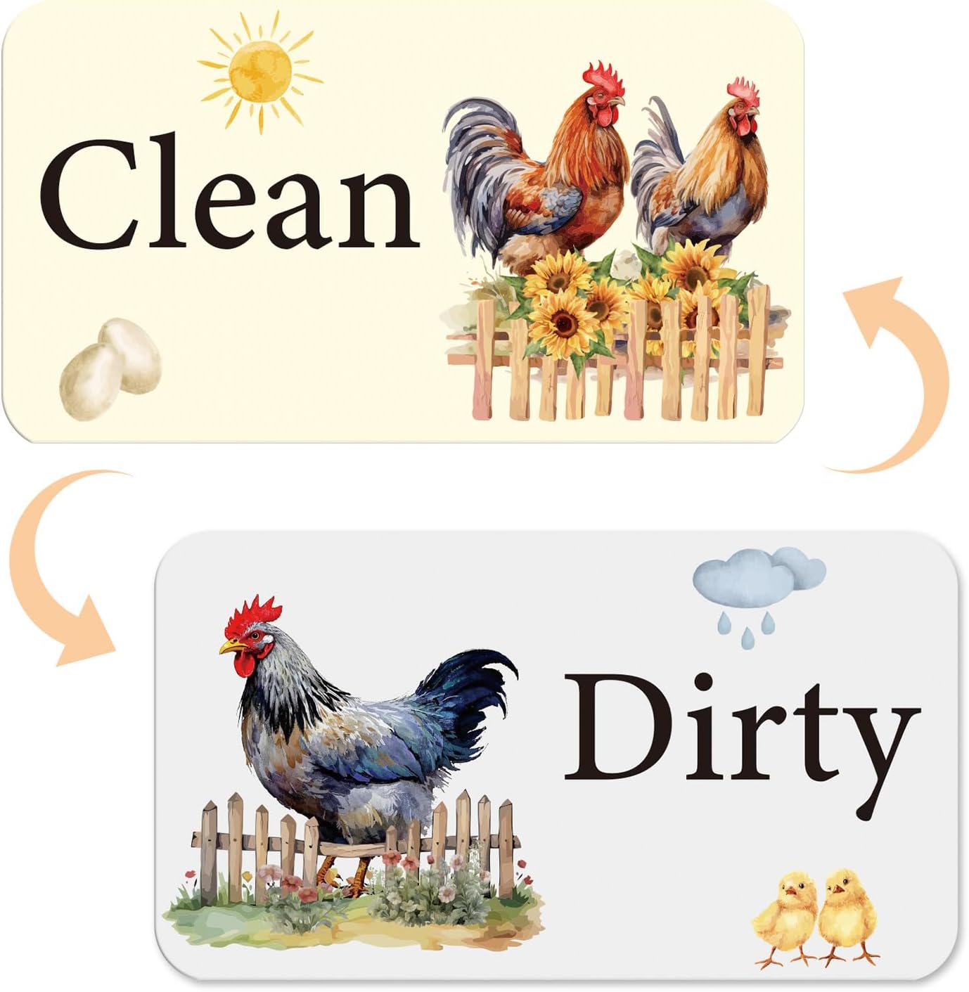 Imán lavavajillas Clean Dirty Sign gallo reversible