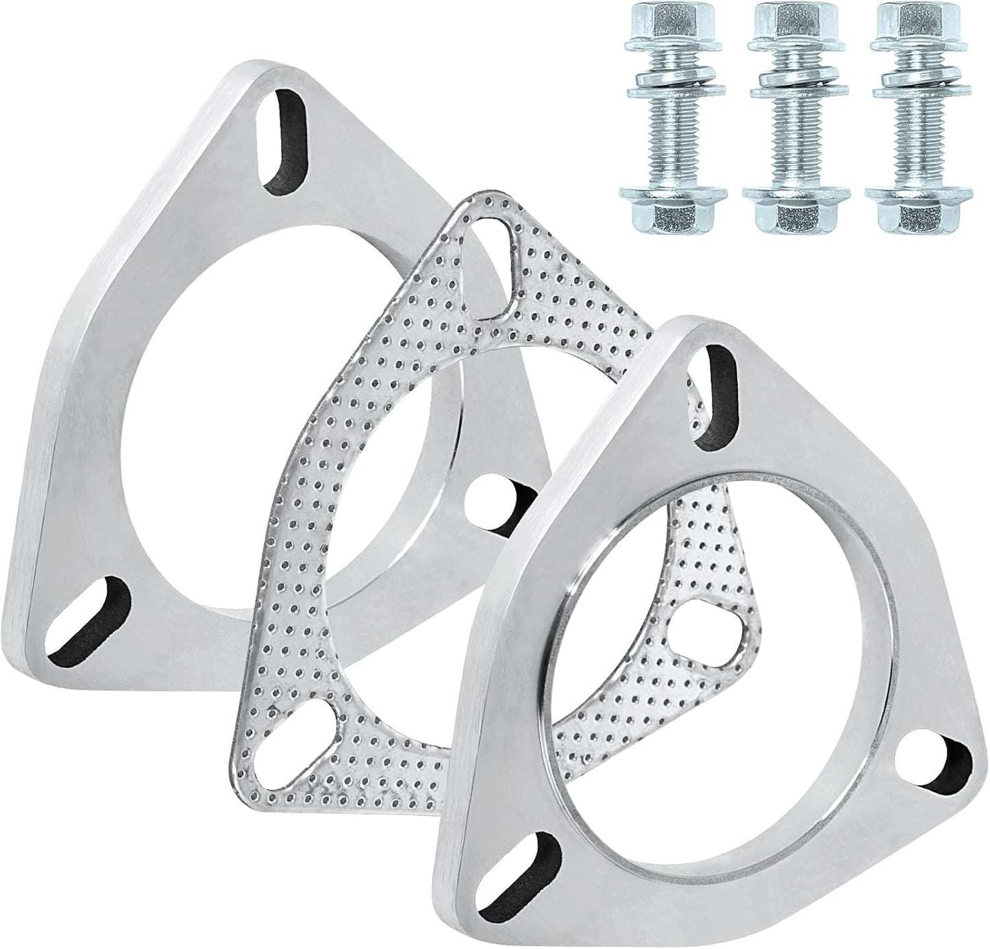 Kit brida escape acero inox 63.5mm con pernos y junta