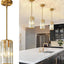 Lámpara colgante dorada mini candelabro cristal ajustable