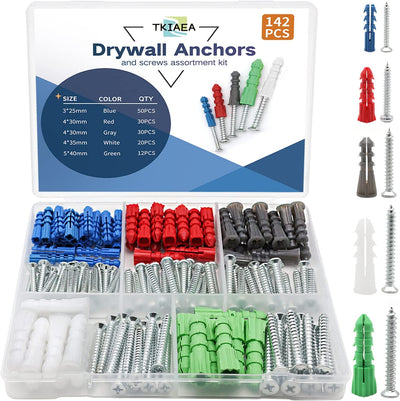 Kit anclajes y S para yeso 142 pzas 5 tamaños