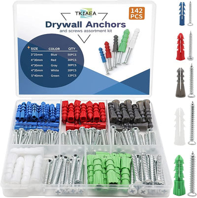 Kit anclajes para yeso 142 pzas 5 tamaños