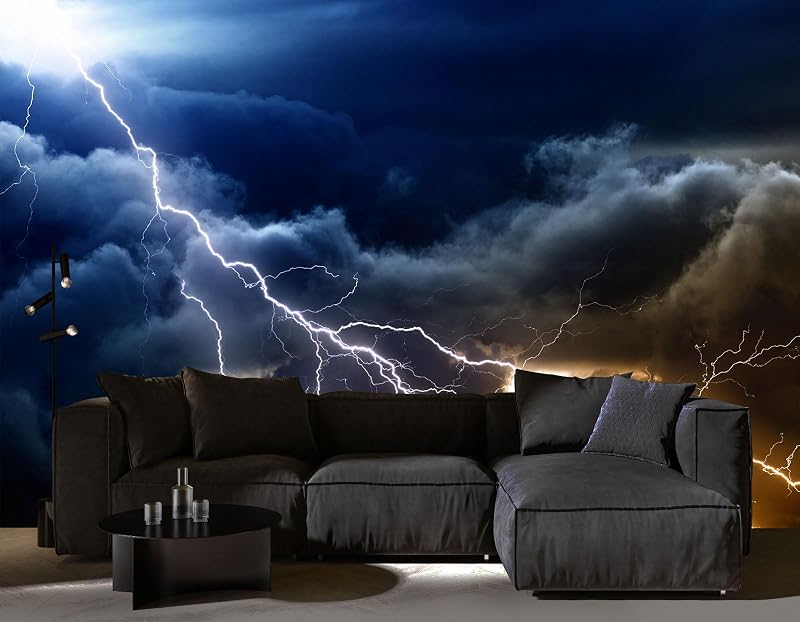 Papel tapiz nube oscura relámpago para niños dormitorio sala