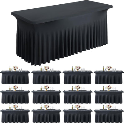 12 Manteles Elastano Negro 6ft Mesas Rectangulares