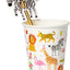 Vasos papel animales fiesta 8uds con popote