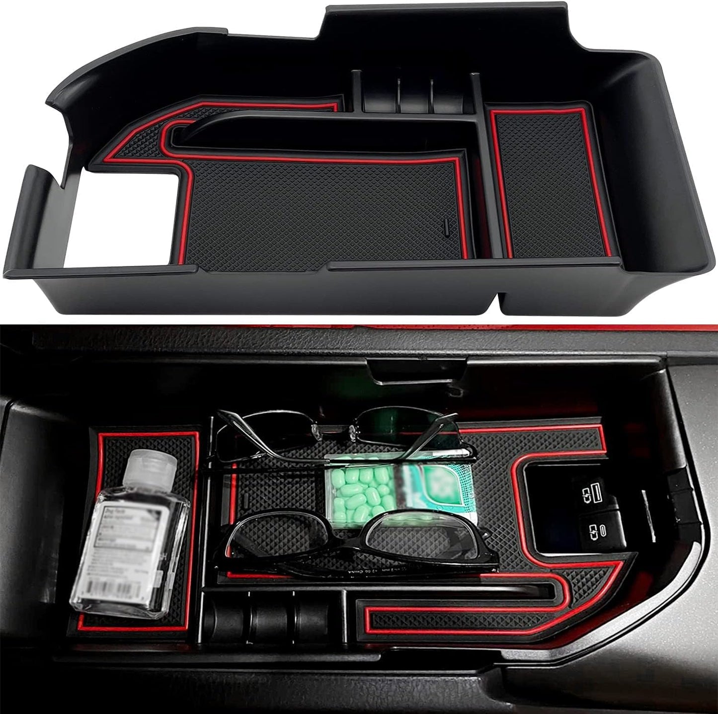 Bandeja consola central Camry XLE/XSE 18-23 USB rojo