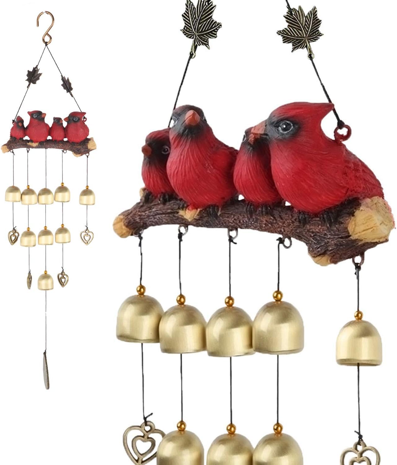 Campanilla viento pájaro cardenal roja decoración exterior